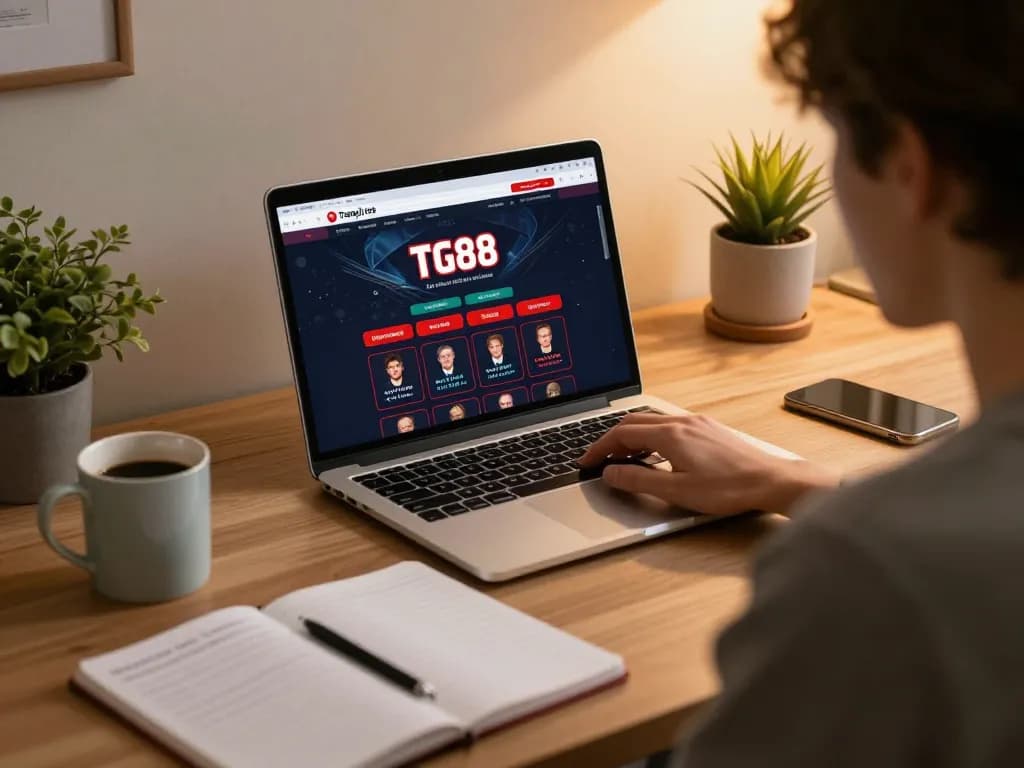 Engaging in online gaming at Trang chủ TG88, showcasing strategic betting in a cozy home environment