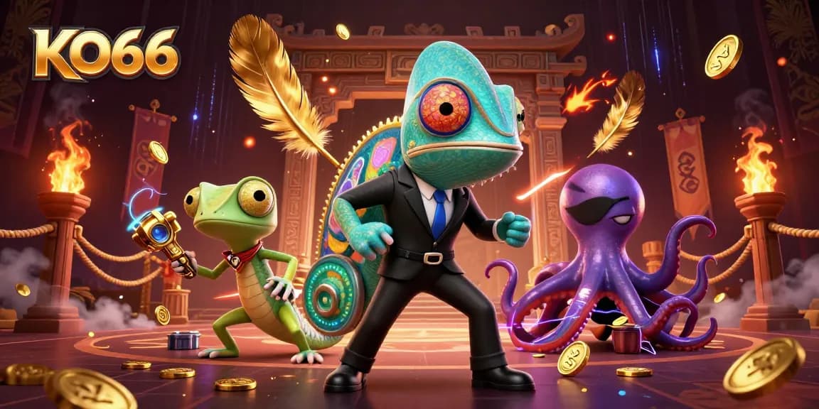 Experience KO66's vibrant casino excitement with a chameleon agent and dynamic gaming action.