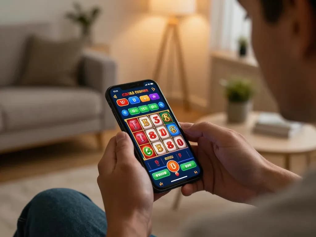 Engaging in Fly88 nhà cái mobile gaming on a smartphone, showcasing an interactive gambling interface.