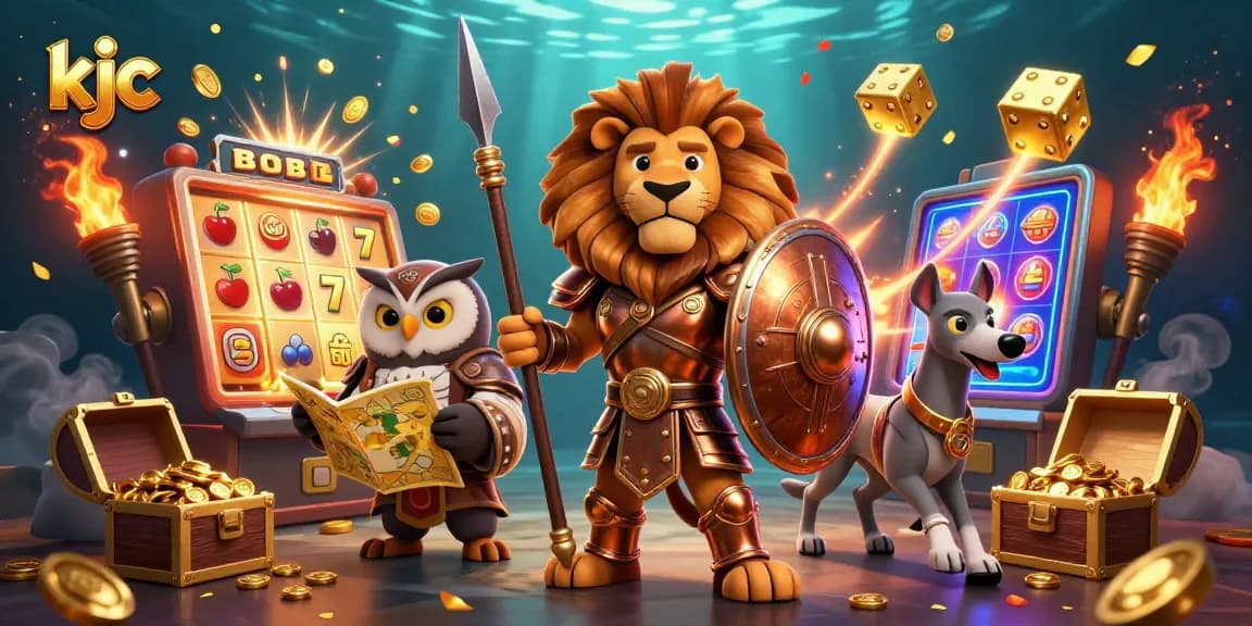 Experience thrilling gameplay at KJC with vibrant slot machines and engaging characters.