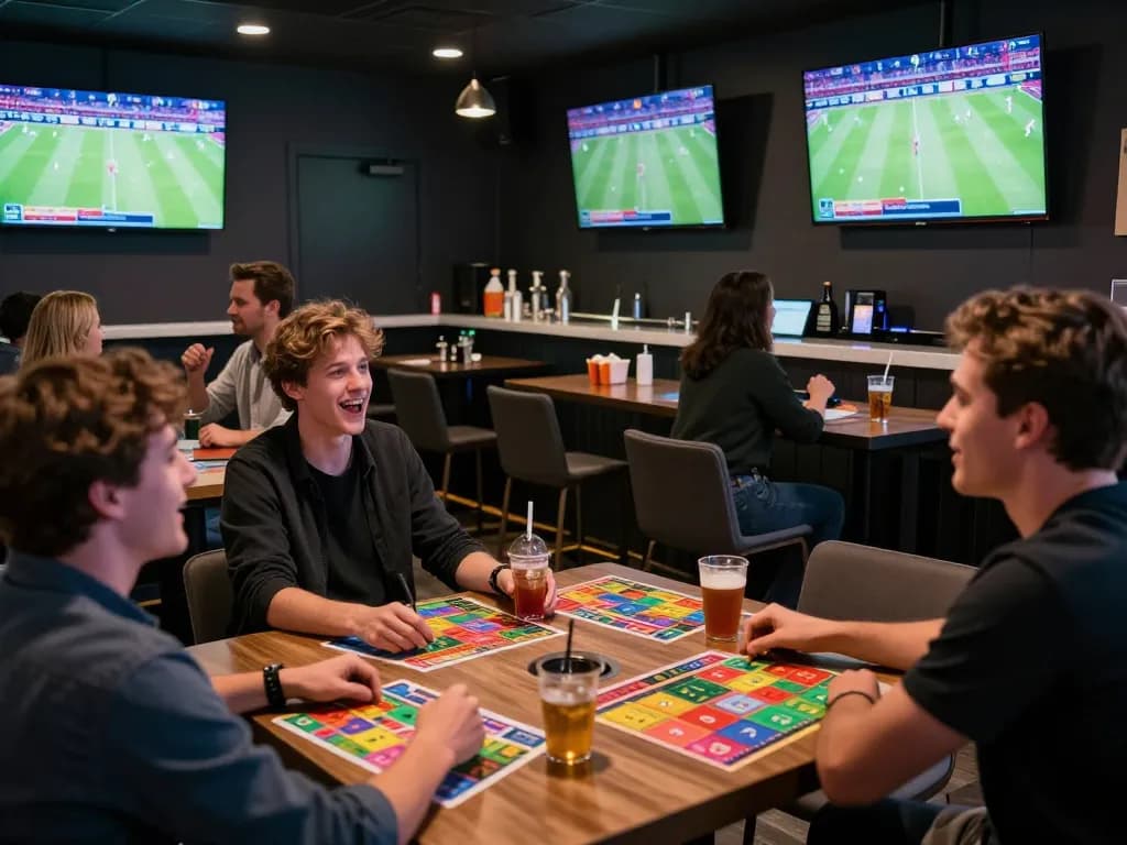 Sports betting action with patrons enjoying live games at the lounge, sc88 wagers placed.