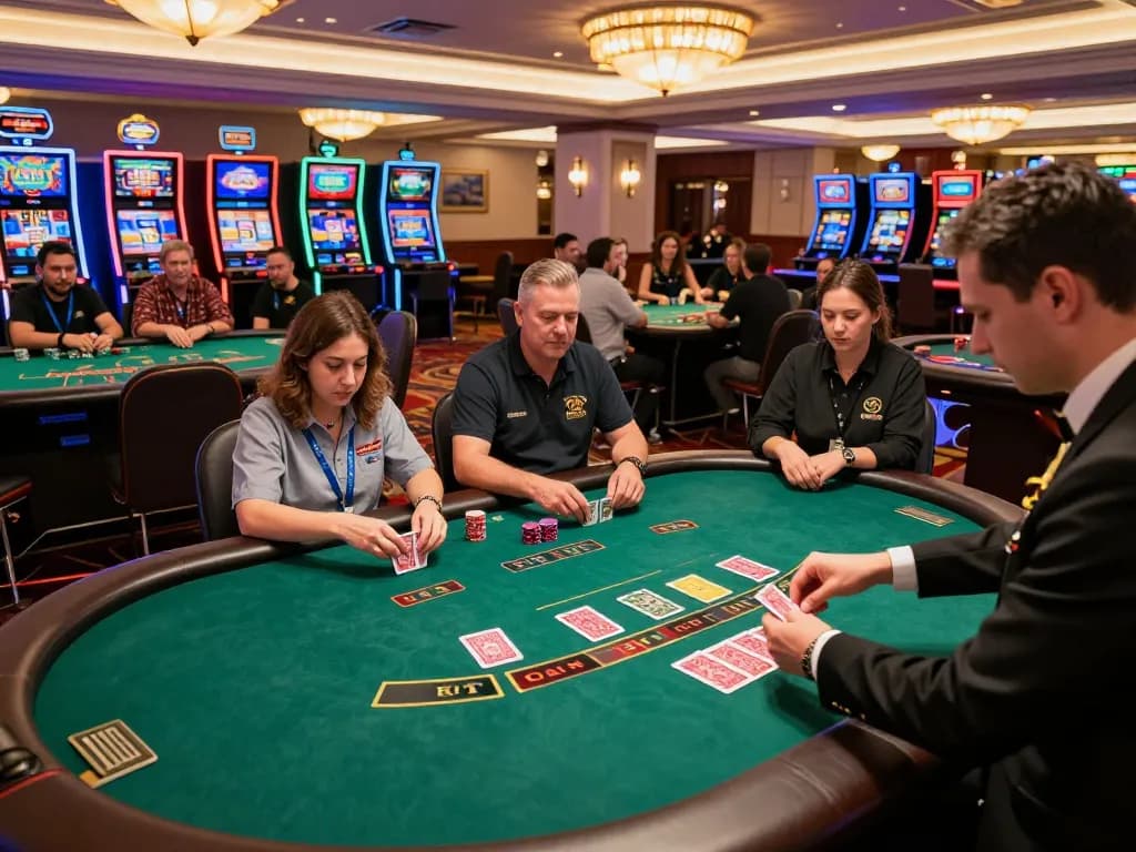 Exciting scene of players enjoying blackjack at F168 casino, showcasing strategic gameplay and vibrant atmosphere.