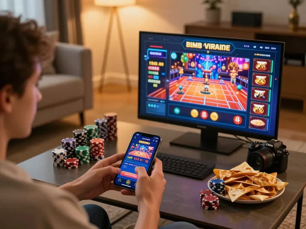 Player winning on LV88 mobile app while enjoying a cozy evening of online gambling