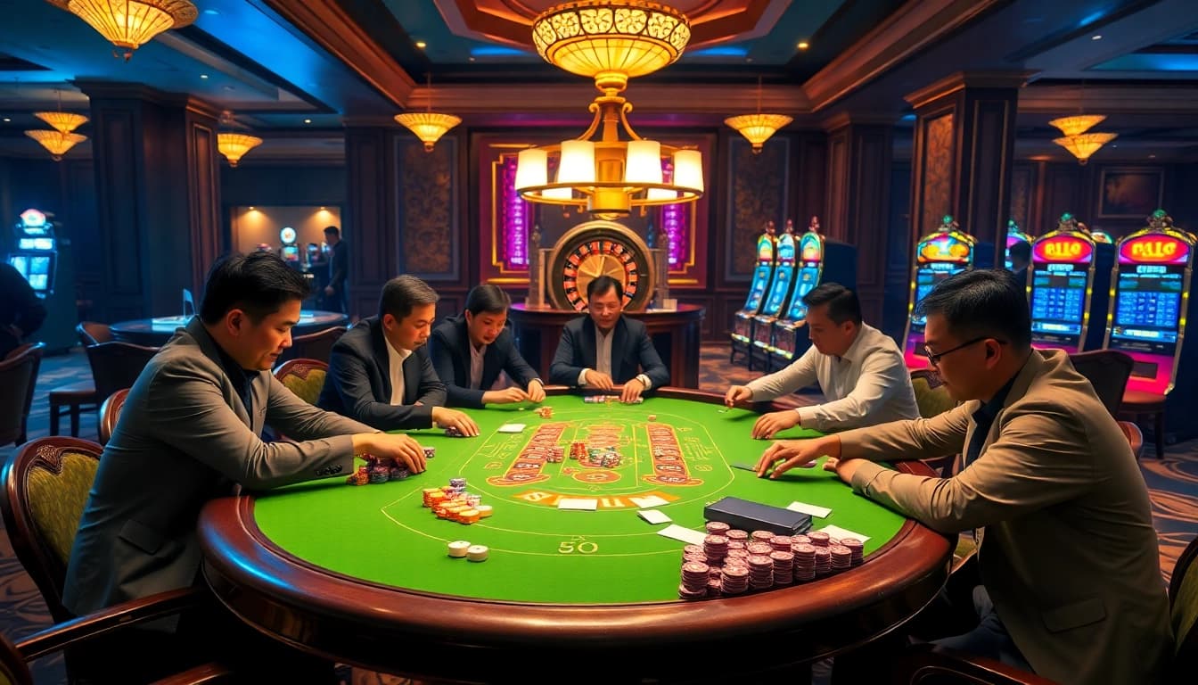 Experience the excitement of go88 tài xỉu at a vibrant casino table, surrounded by chips and dice.