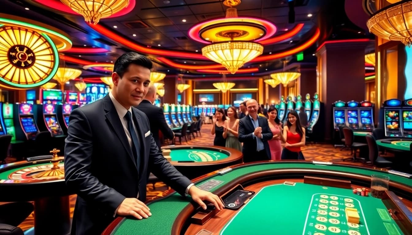 Exciting gaming experience at Trang chủ TT88 with poker tables and slot machines.
