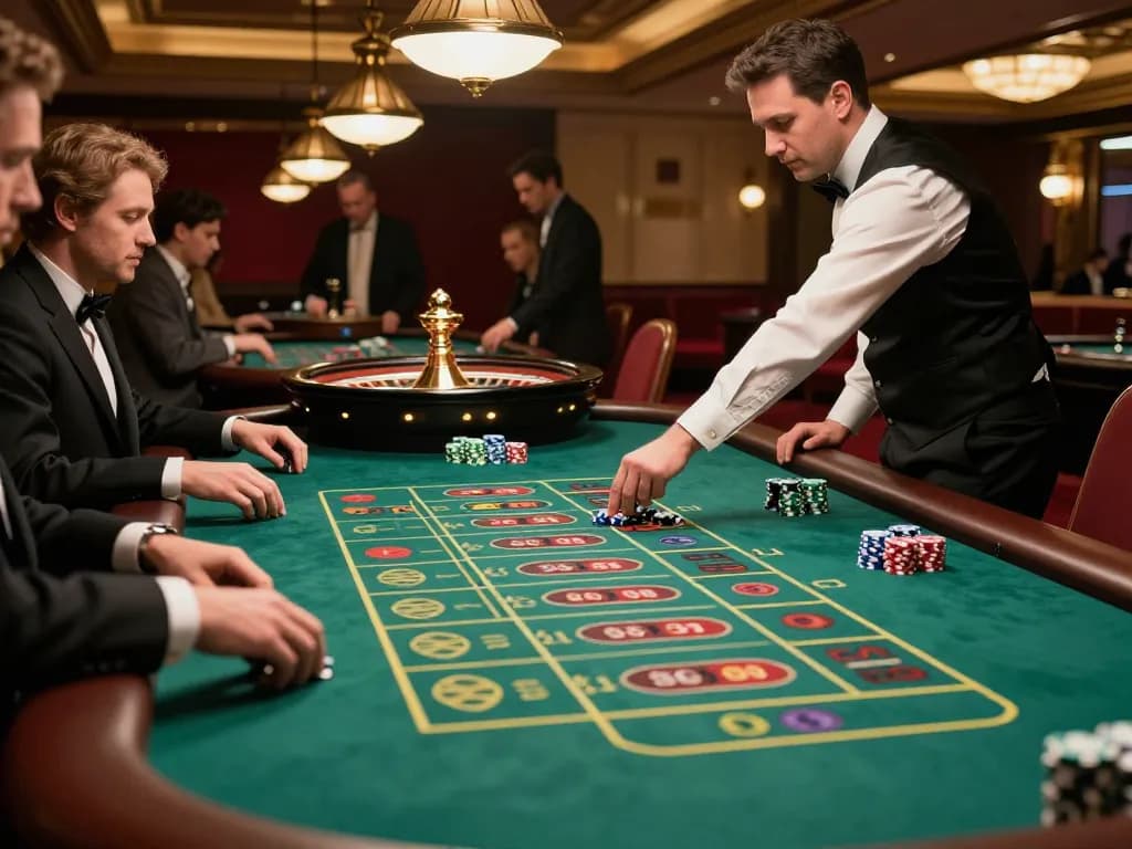 Players placing bets at a vibrant roulette table in MM88 casino, enhancing their gaming strategy.