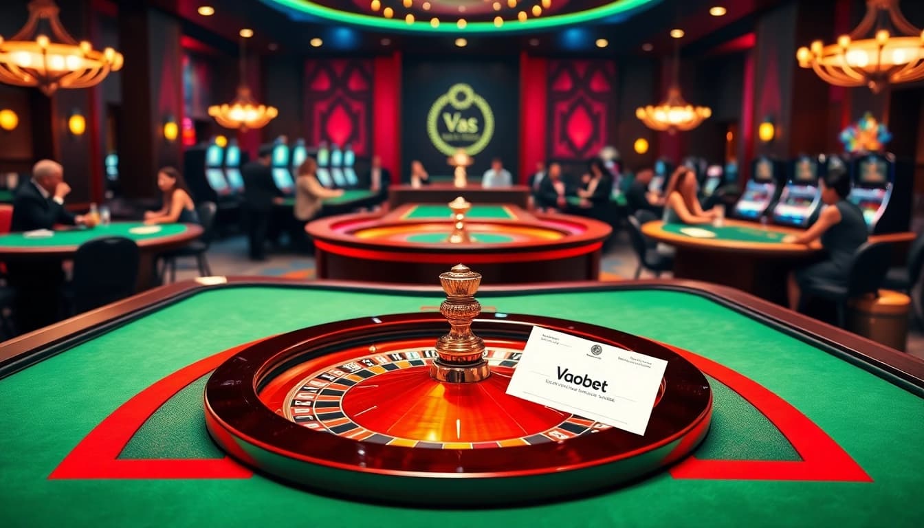 Experience the thrill of gambling at Vaobet with vibrant casino tables and exciting games.