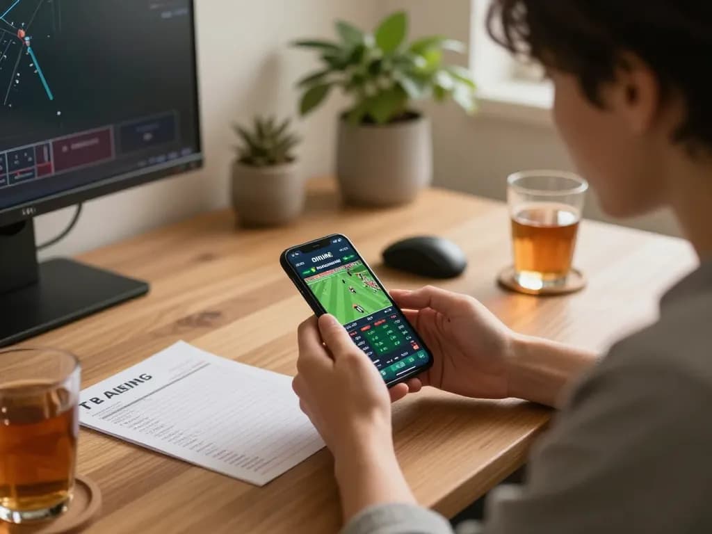 BET168 betting interface being used on smartphone at home for strategic gameplay.
