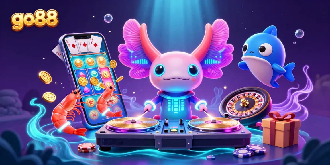 Engage with go88's exciting gaming scene featuring vibrant characters and dynamic casino elements.