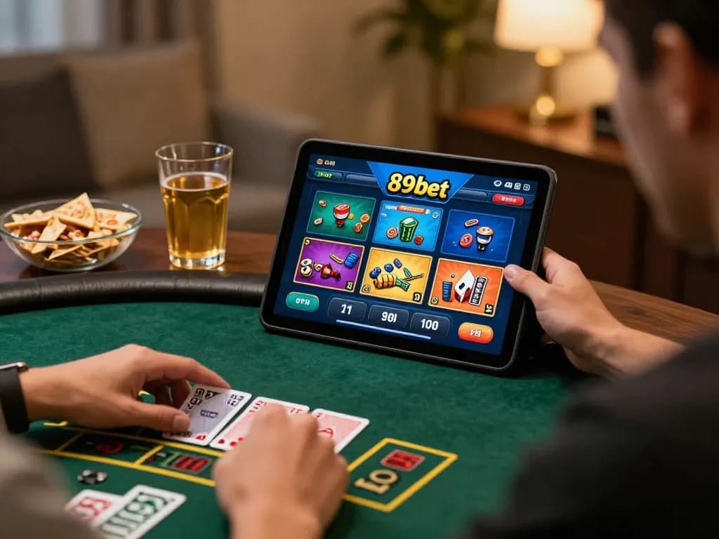 Watch live dealer games on 89bet, engaging in strategic online betting from a cozy home setup.
