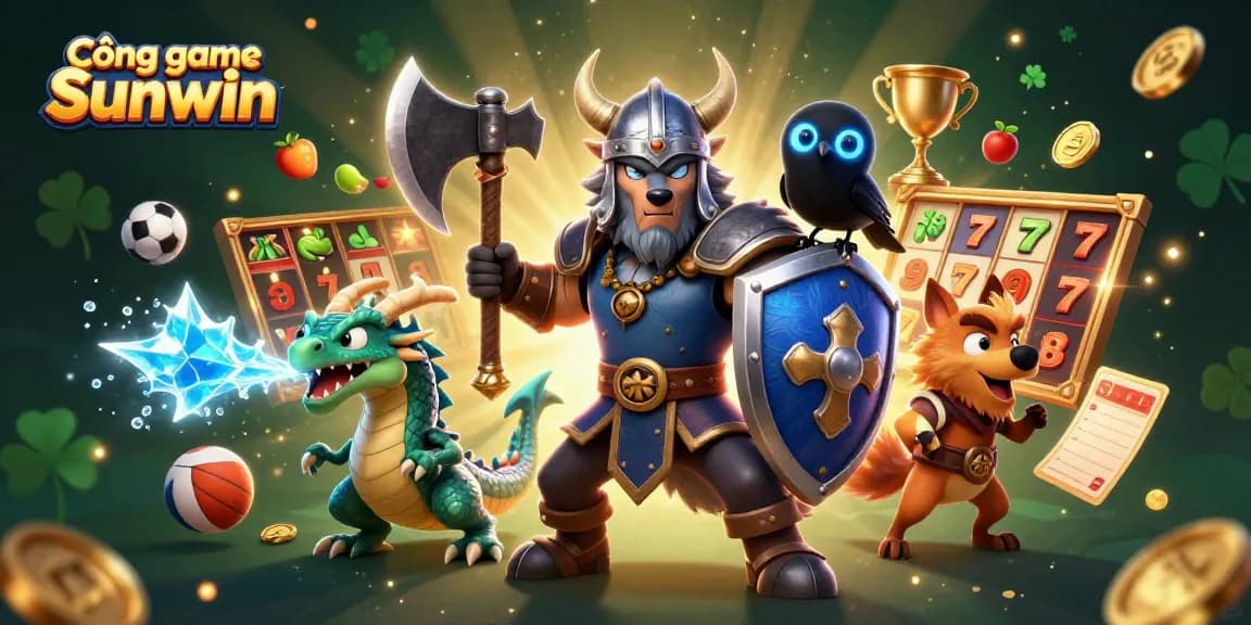 Experience the excitement of Cổng game Sunwin with dynamic slot features and vibrant gaming elements in this rich illustration.