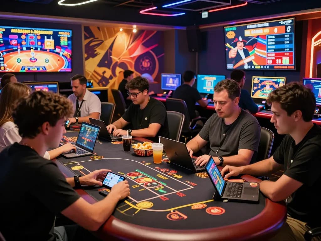 Exciting bomwin online gaming scene with players engaged in live dealer games.