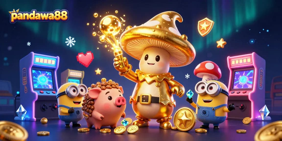 Join pandawa88 for thrilling gaming adventures featuring enchanting mushroom characters and vibrant casino elements!