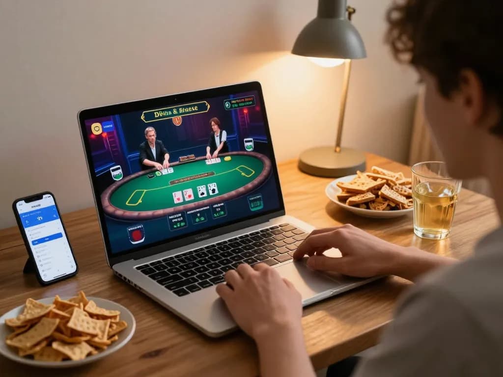 Player enjoying an intense blackjack game on NOHU90, showcasing strategic gameplay and online experience.