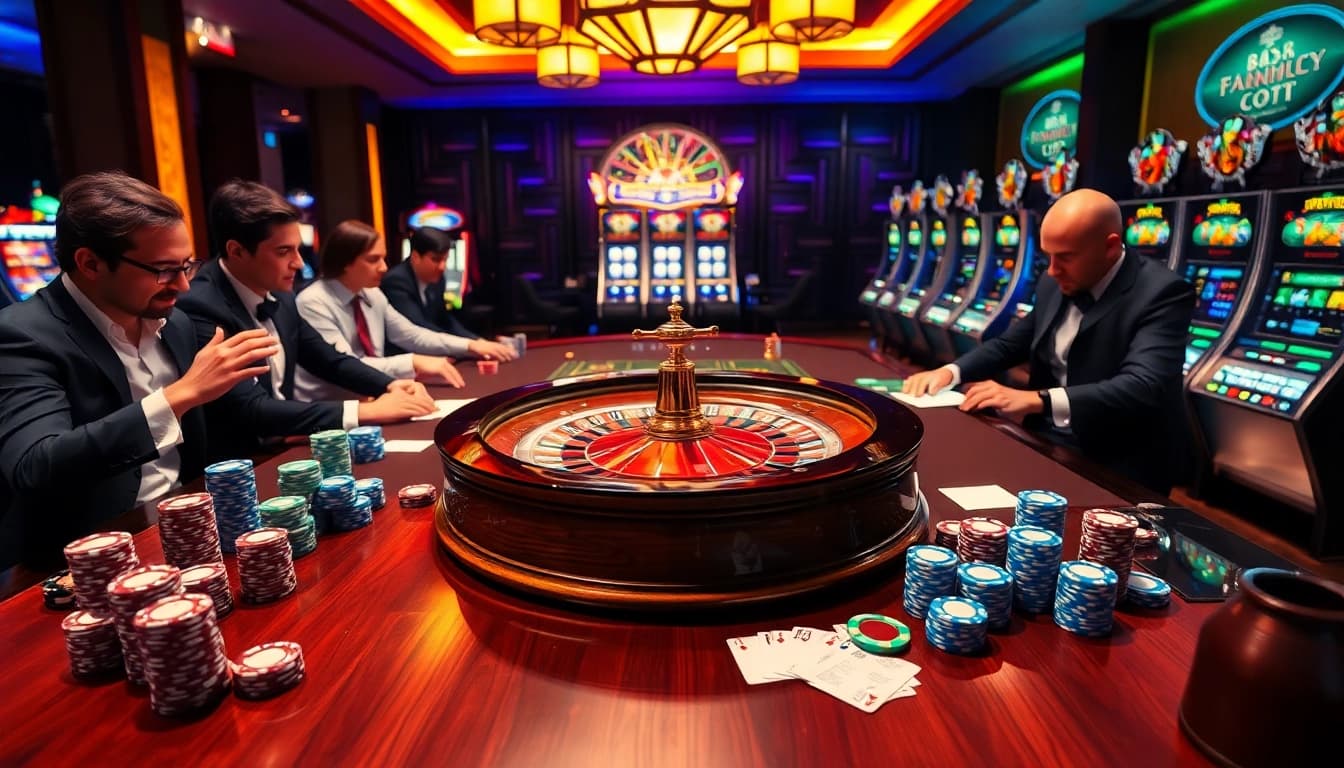 Engage in professional gambling at https://hz88mie.com/ with roulette, poker chips, and vibrant slot machines.