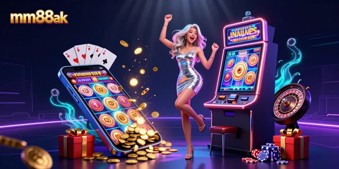 Spin and win with mm88ak at a vibrant slot machine jackpot celebration!