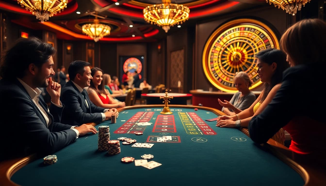 Engaging Baccarat players enjoying a professional experience at bong88.casa casino.
