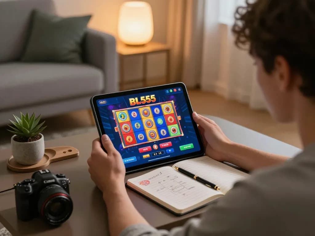 Engage with exciting gameplay at bl555 using the casino app on a tablet in a cozy setting