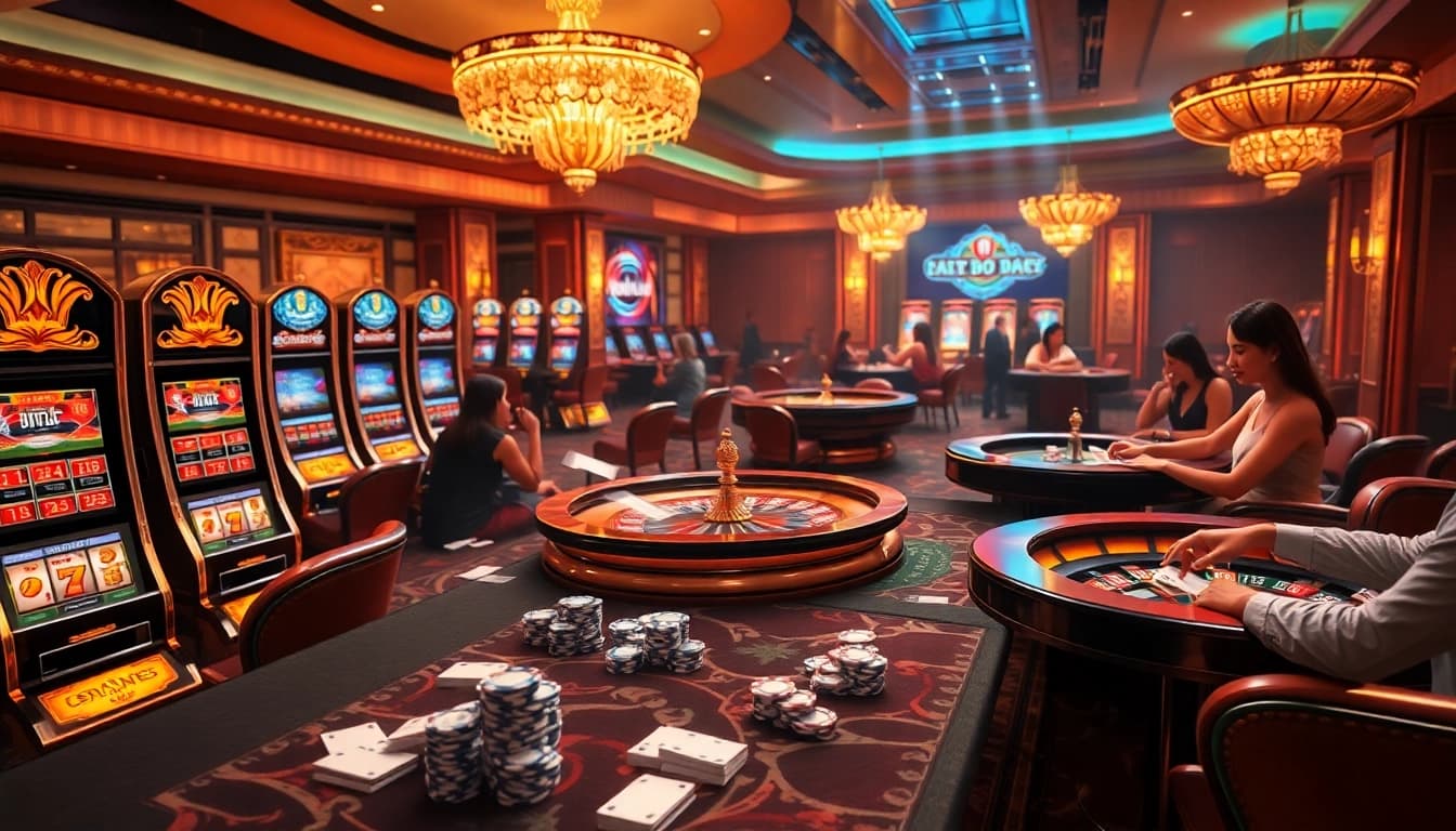 Experience the excitement of Typhu88 with vibrant casino tables and engaging games.