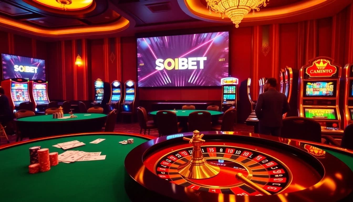Engaging casino experience with เว็บ soibet at vibrant tables and poker chips.