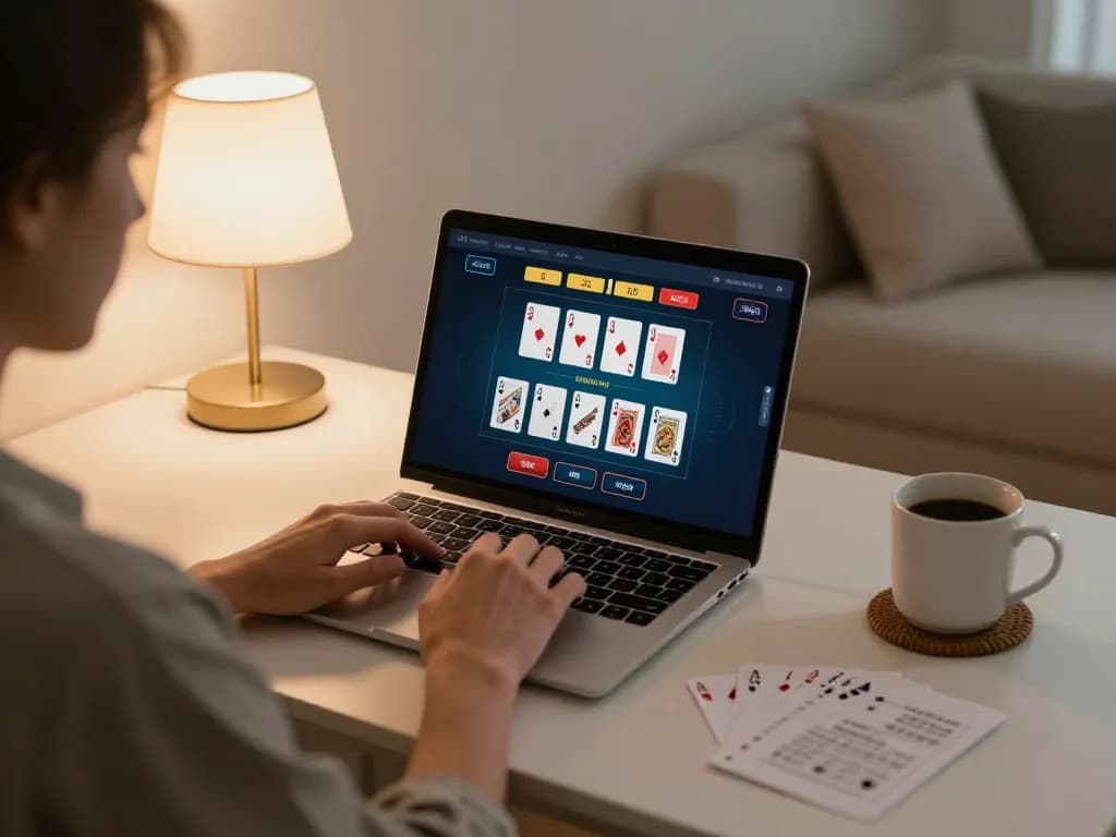 Engaging play at Trang chủ 9bet online blackjack with live dealer shown on laptop screen.