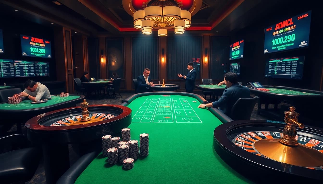 Exciting scene of online gambling with players enjoying luongsontv streaming in high-quality.
