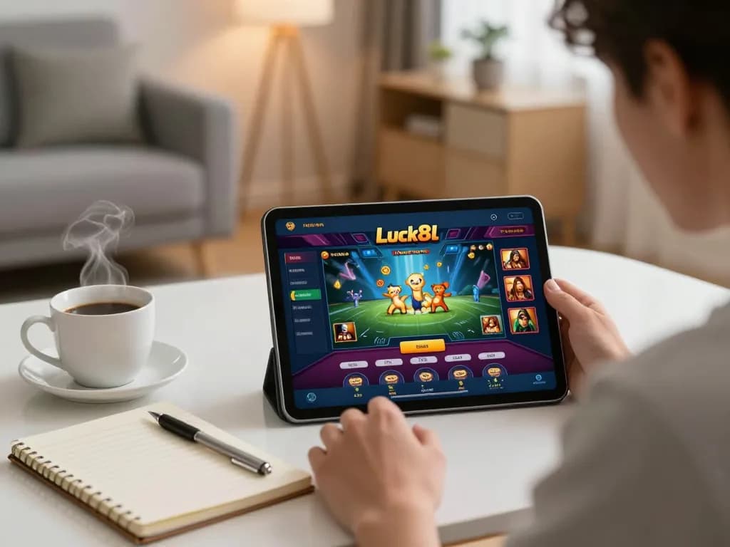 Engaging online casino gameplay on the Luck8l app while enjoying a cozy home atmosphere