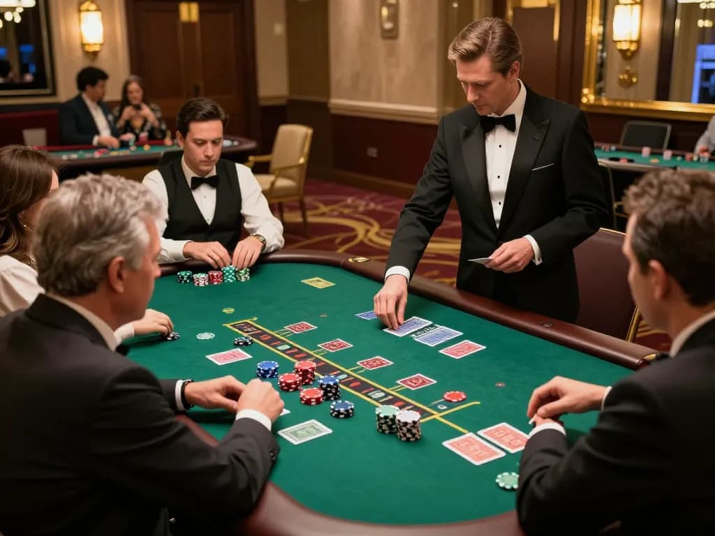 Players engage in strategic blackjack gameplay at cm 88 casino, showcasing chips and cards in a vibrant atmosphere.