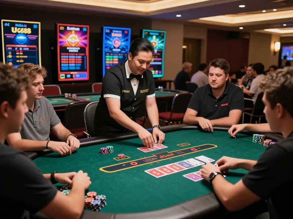 Players enjoying a live dealer game at Nhà cái UG88, showcasing an interactive online casino experience.