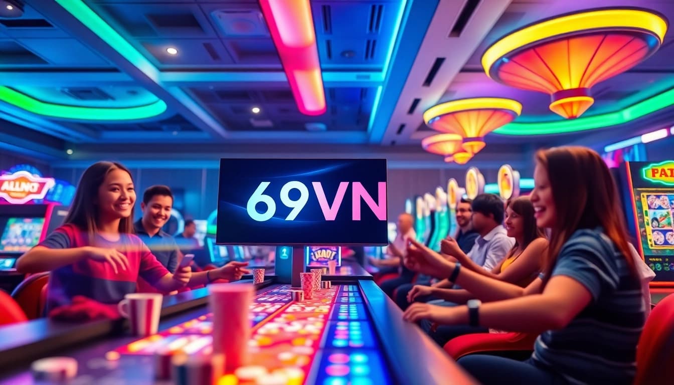 Exciting online gaming scene at 69VN showcasing vibrant casino games and engaged players.