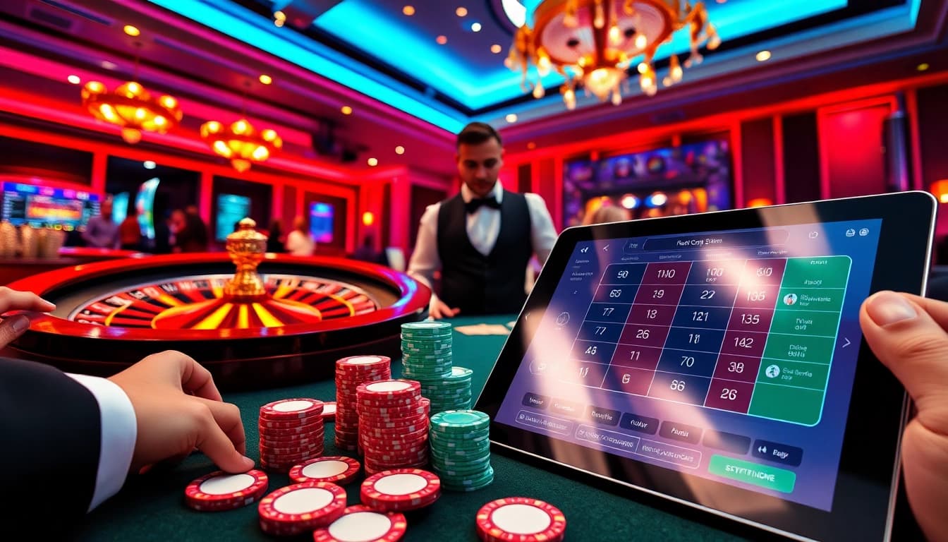 Engaging poker players at a vibrant casino highlighting nhà cái 69vn.