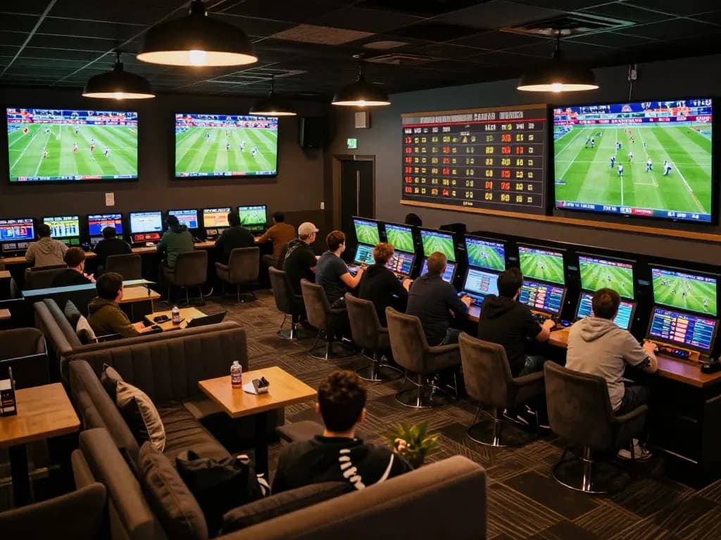 Socolive sports enthusiasts engaged in live betting, showcasing dynamic football matches interface.