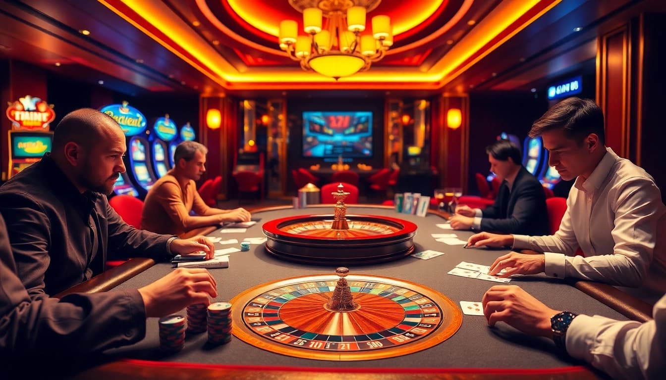 Engage with exciting casino action at SIN88 featuring vibrant gaming tables and strategic poker games.