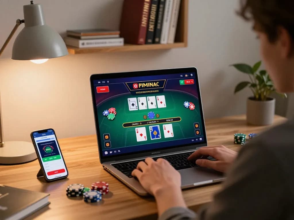 68win player engaging in live dealer blackjack from a stylish home setup, highlighting strategic gameplay.