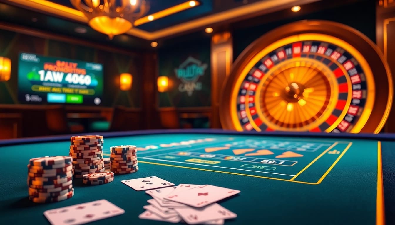 Players enjoying an intense poker game at https://www.bdtk66.blog/ with vibrant chips and cards.
