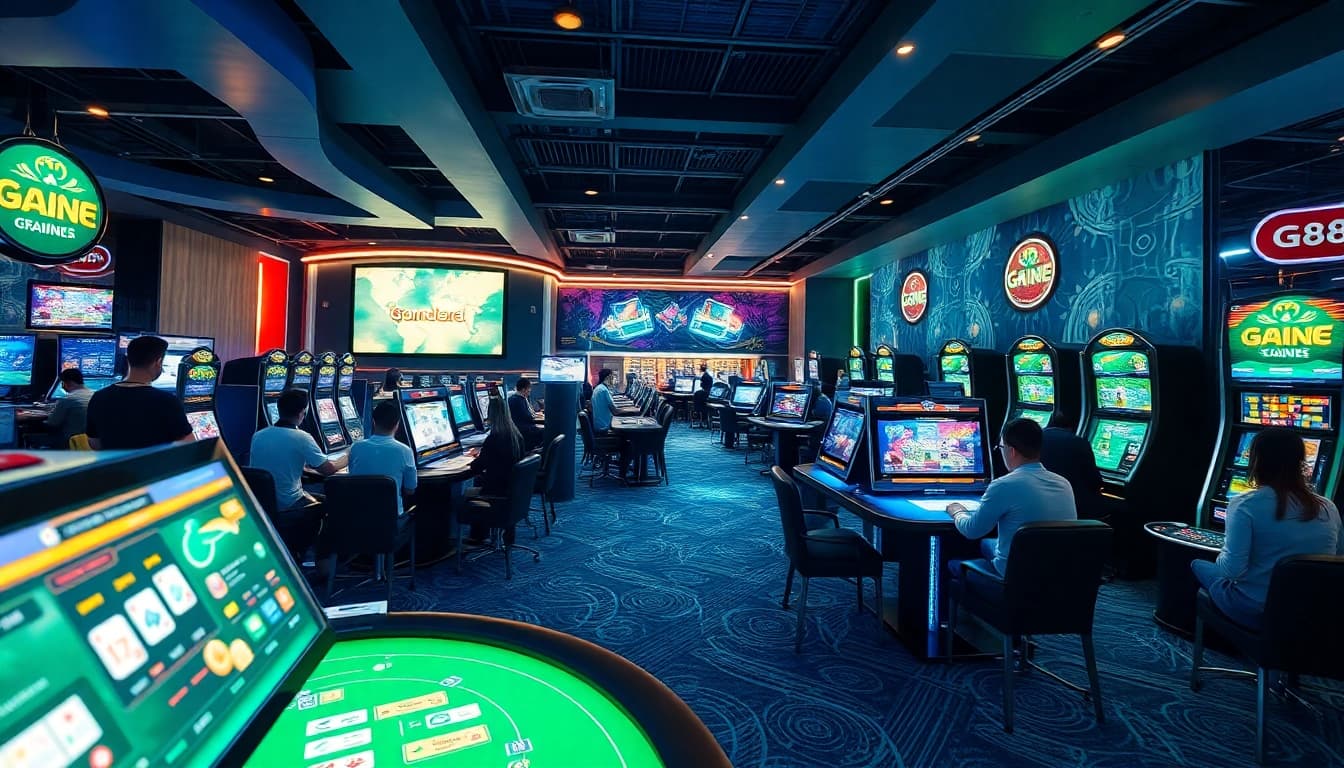 G88 online gaming scene with enthusiastic players enjoying various casino games.