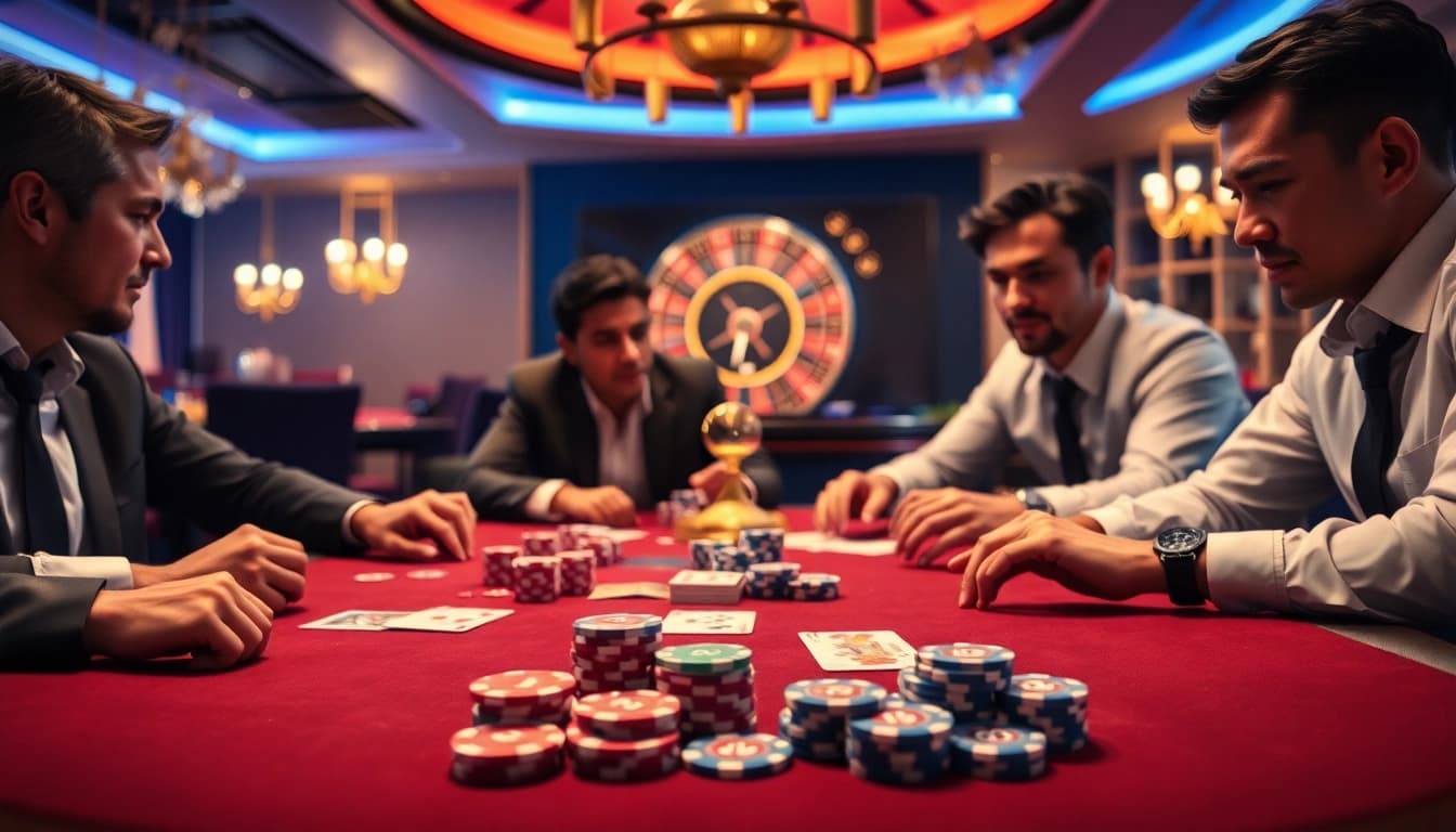 79KING poker scene with intense players and luxury casino atmosphere