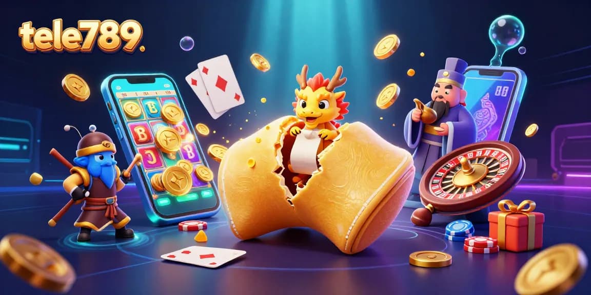 Engage in thrilling gambling experiences with tele789's vibrant 3D casino illustration.