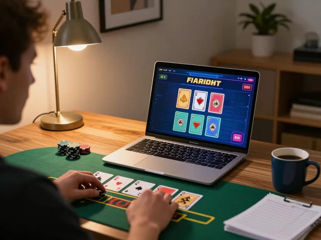 good88 offers an immersive blackjack experience with a live dealer on a laptop in a cozy home.