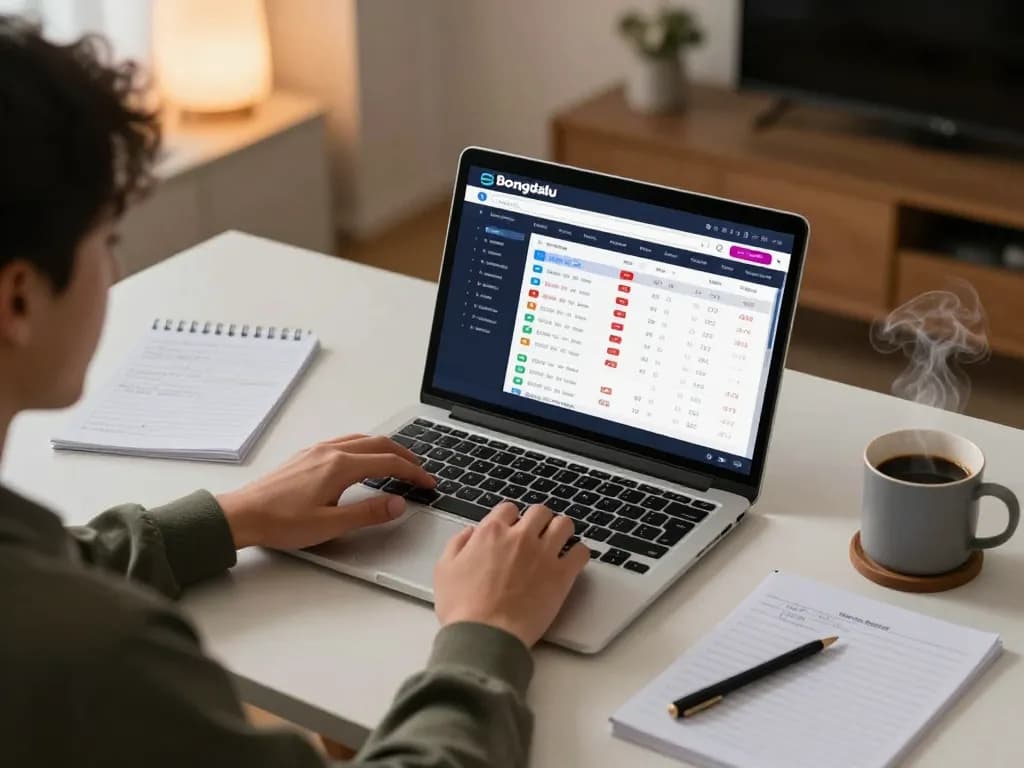 Bongdalu user analyzing live betting odds on laptop for informed gambling decisions