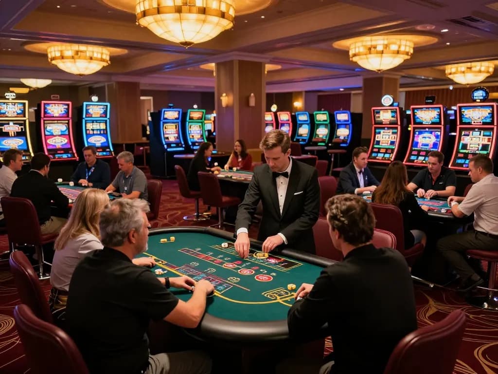 Players enjoying a thrilling poker game at DH88 in a vibrant casino atmosphere with dynamic lighting.