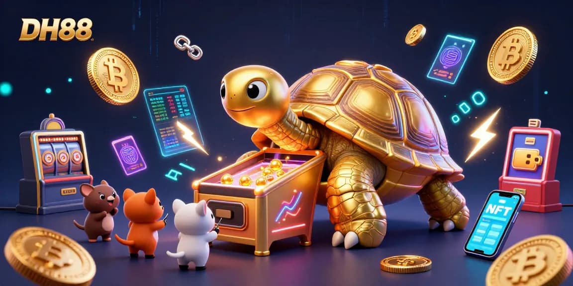 Experience the excitement of DH88 with engaging casino games and thrilling animations in this vibrant illustration.