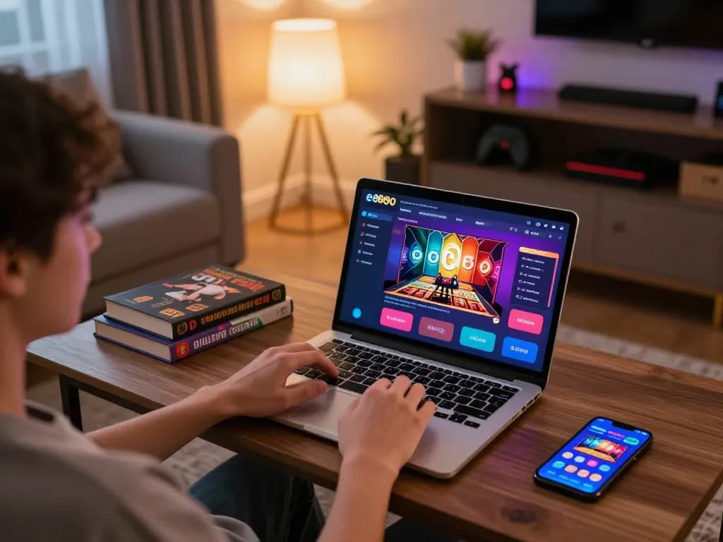 Engaging online gaming experience with ee88go, featuring a vibrant casino interface at home.