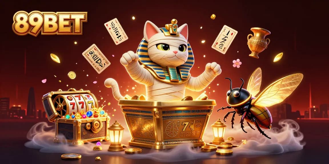 Engage with thrilling 89BET casino action featuring unique character illustrations and vibrant gaming elements.