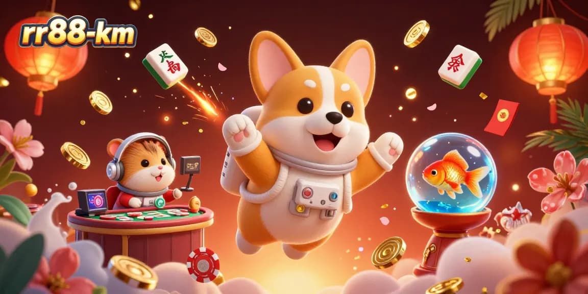 Experience thrilling action with rr88-km in this dynamic casino scene featuring playful characters.