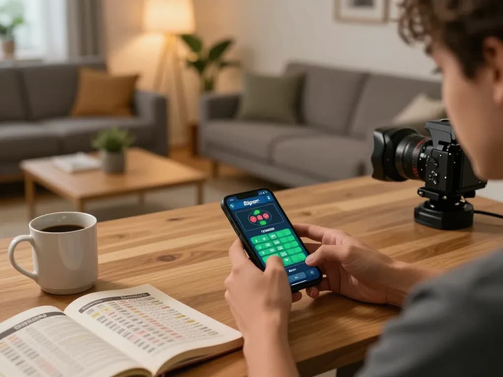 Person placing bets on the Bsport app during a cozy online gaming session.