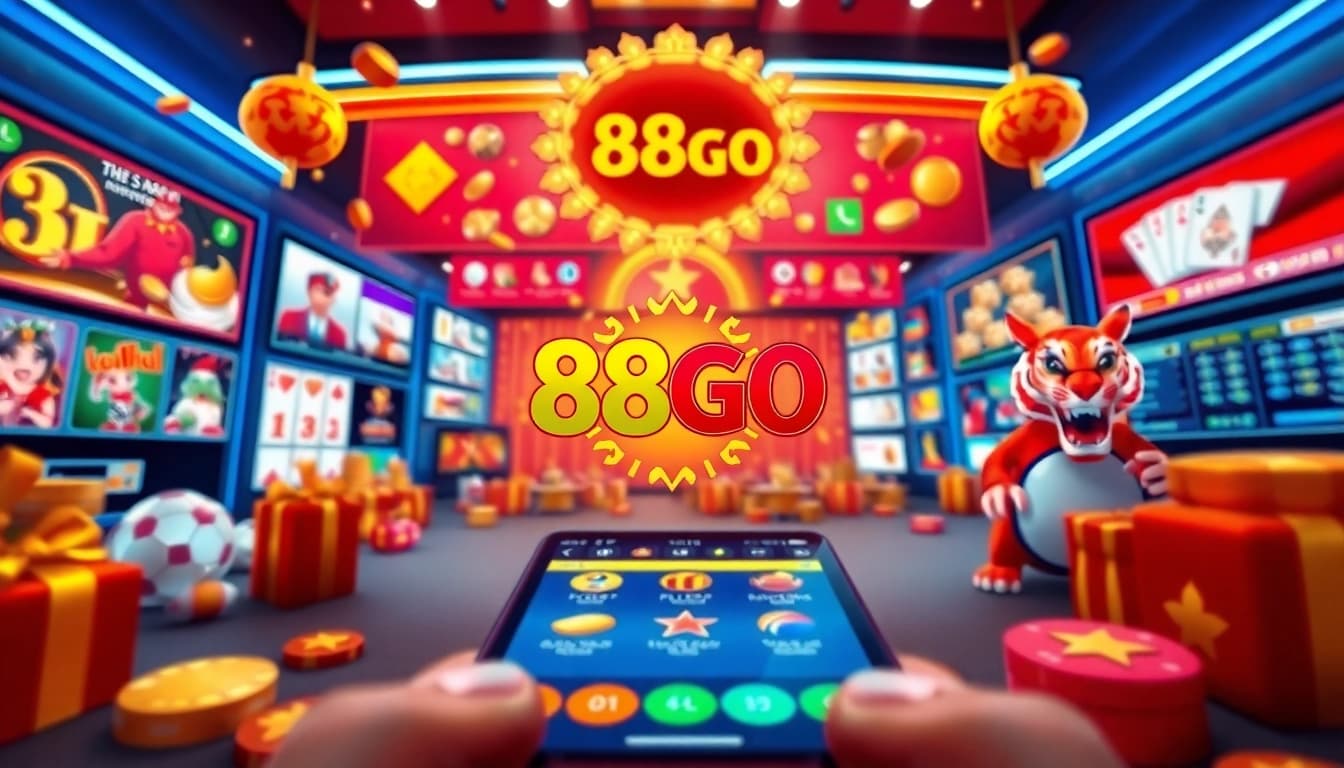 88GO gaming platform showcasing exciting game options and a vibrant app interface.