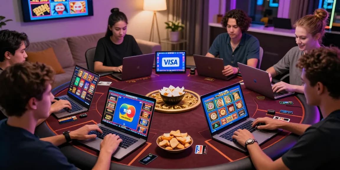 Players enjoying games at casinos that accept credit cards in a vibrant home setting.