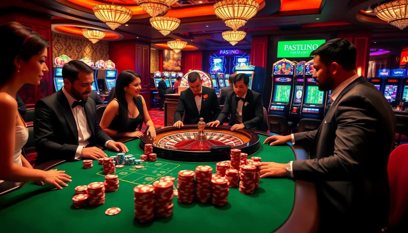 Experience F168's thrilling casino atmosphere with players and dealers in action.