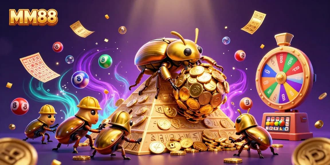Experience the thrilling MM88 golden casino adventure with vibrant lottery balls and coins